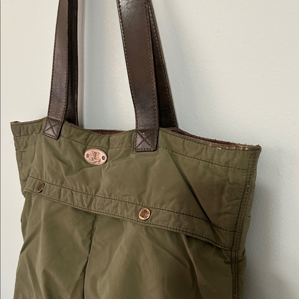Celine Olive Green Tote with Dark Brown Leather Straps - Picture 5 of 16